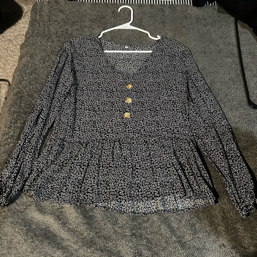 Floral babydoll long sleeve blouse